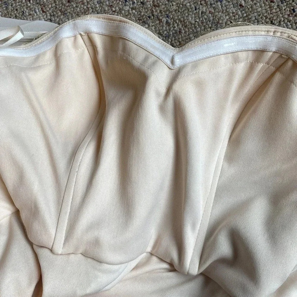 LENOVIA USA PROM DRESS Evening Gown Party Ivory Gold Lace Gemstone Midi Lady S - Picture 7 of 10